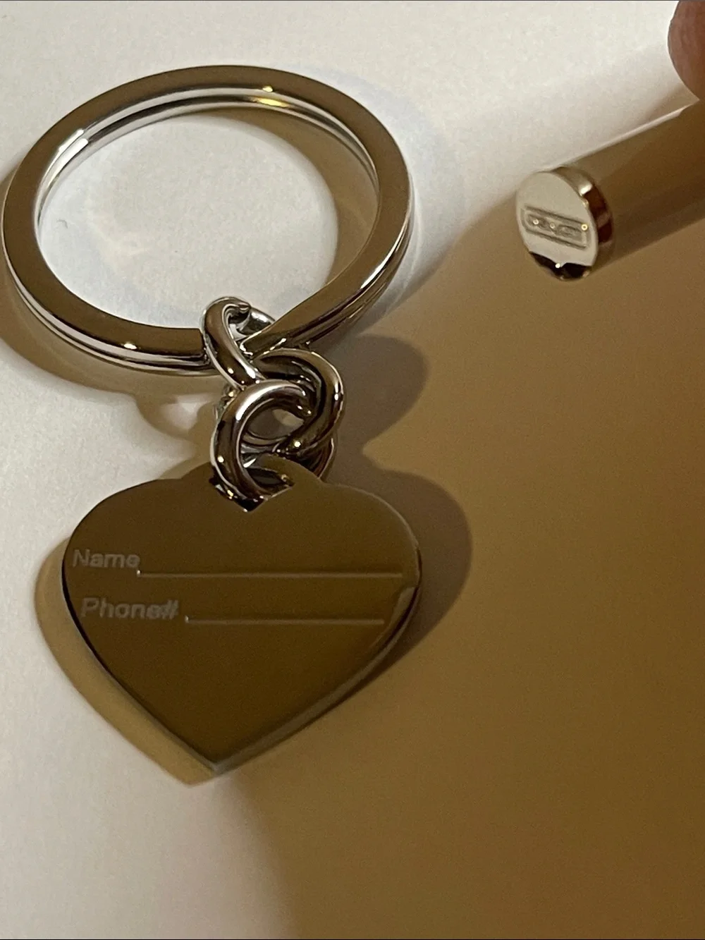 Coach Red Heart Keyring with Silver Hardware and Coach Pen